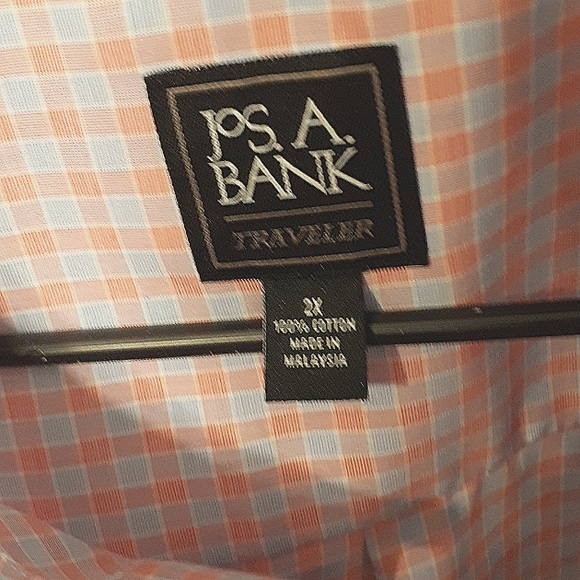 Jos. A. Bank TRAVELER SHIRT Size 2X short sleeves Pink and Blue Check - Picture 3 of 11